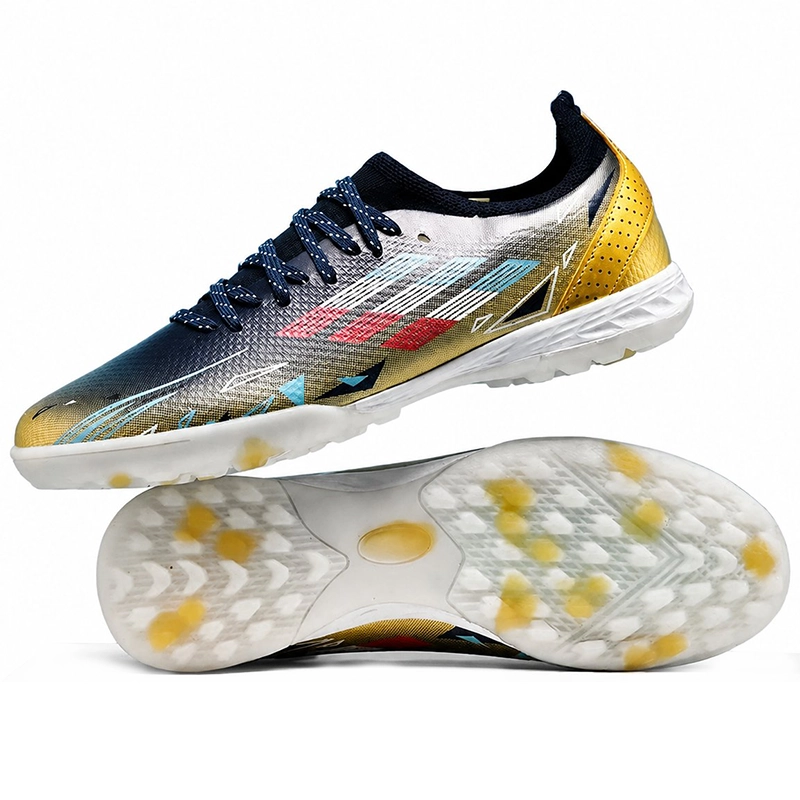 Graphite and gold low-cut turf football boots