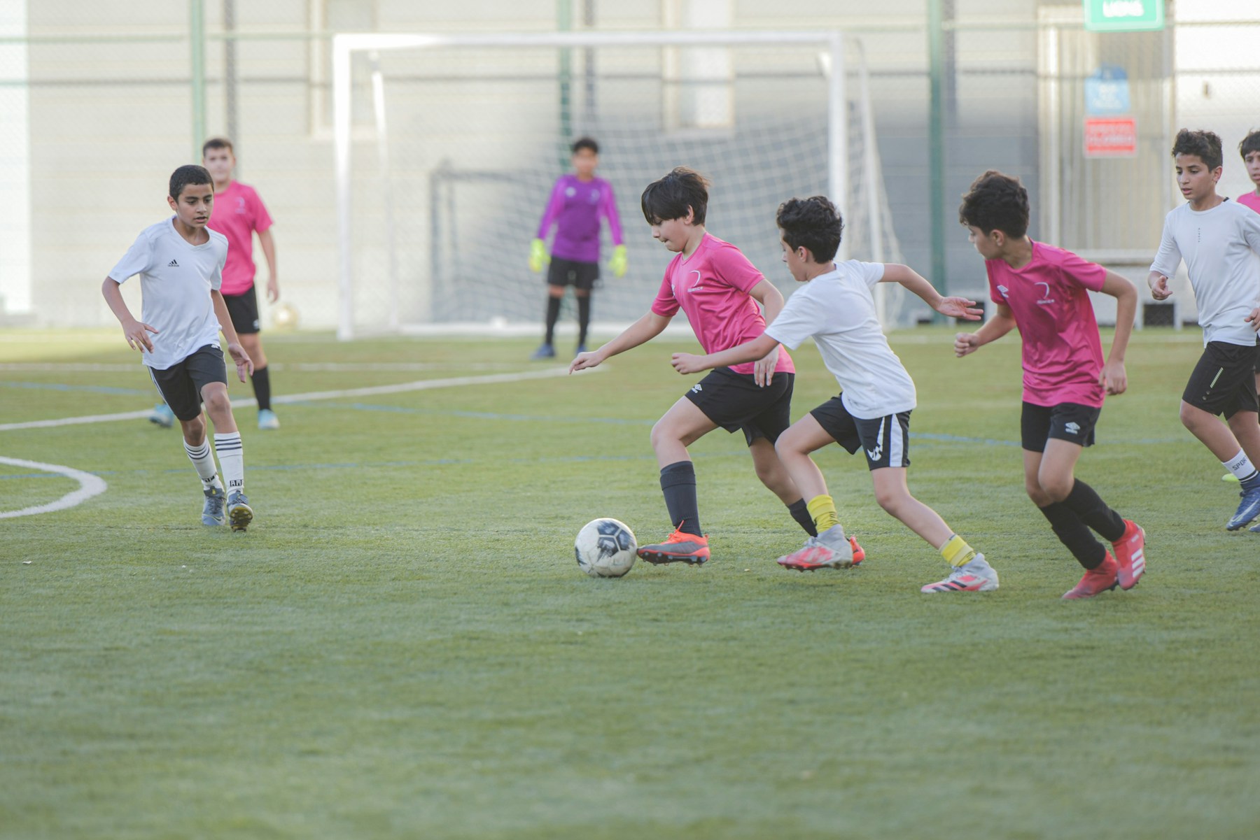 Young footballers playing a match